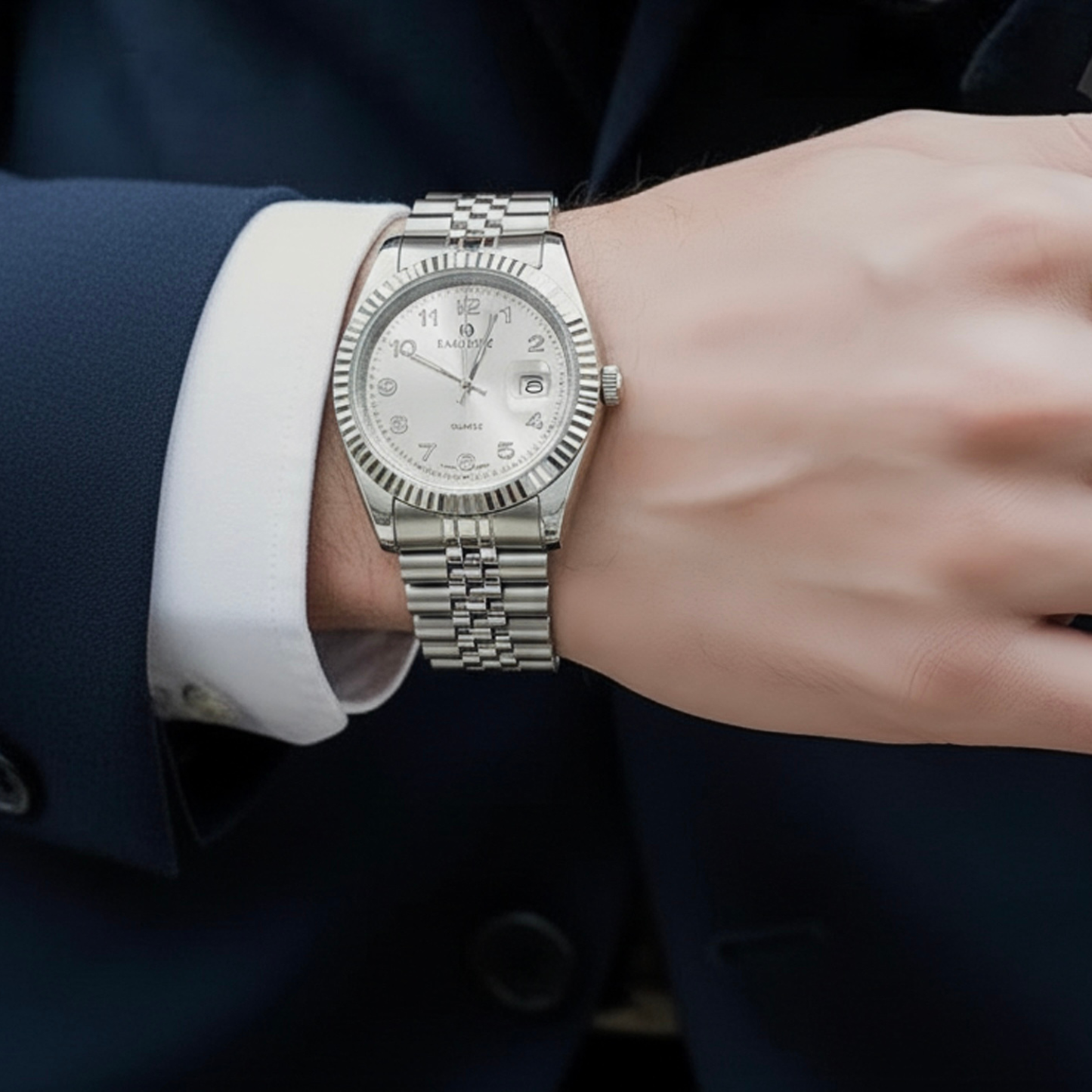 Luxury Men’s Set – Elegant Watch with Cufflinks and a Refined Metal Pen